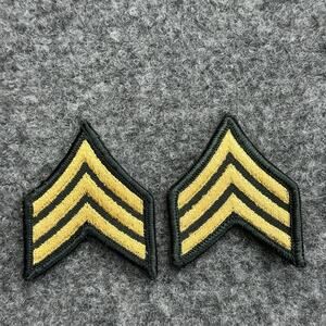 Original US Army Sergeant Rank Green Gold ASU Chevrons Pair 1188 - 3 Stripe Vtg